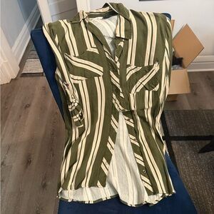 Striped Green and White Women's Top